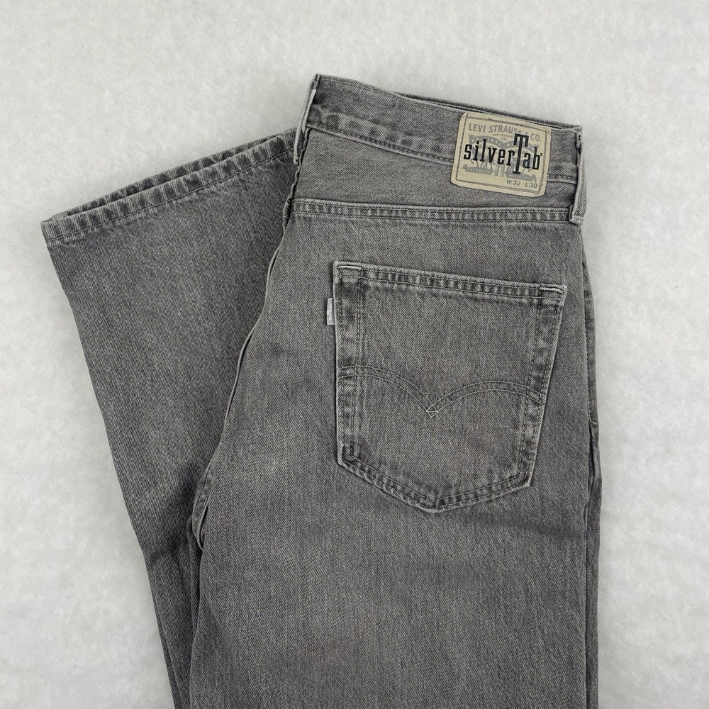 Levi's Silver Tab Grey Wash Denim Jeans Loose 33x29 Straight Leg